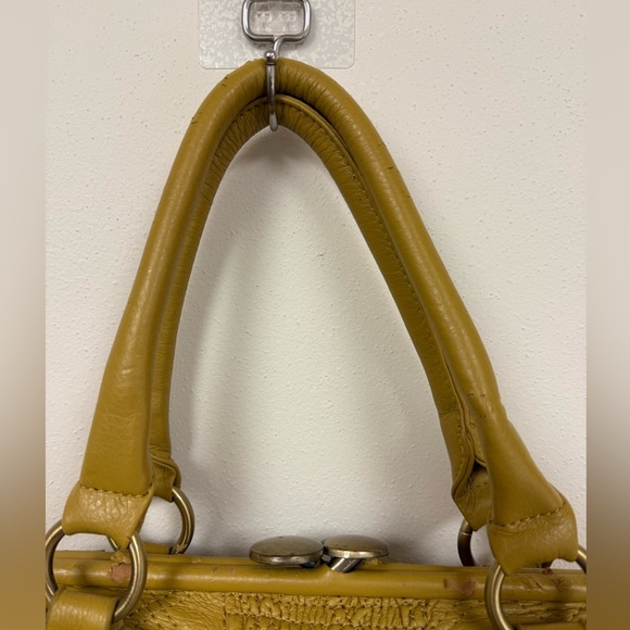 Golden Yellow Quilted Shoulder Bag with Metal Chain Accent Y2K Preppy Colorful - Picture 7 of 13